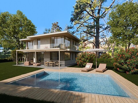 Geplantes Neubauprojekt - Villa mit Pool, Park und Garagen in Top Lage in Meran - Obermais