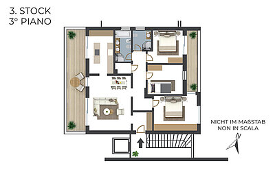 Penthouse in Toplage mit Traumblick in exklusiver Wohnanlage in Obermais in Meran