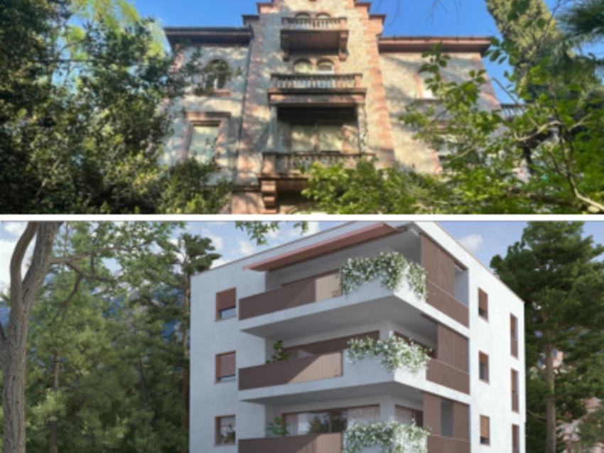 [Translate to Italienisch:] Gegenüberstellung eines Altbau und eines Neubaus