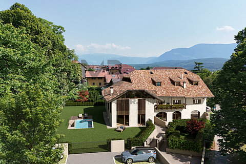 Villetta con piscina e appartamenti ristrutturati in tenuta storica in ottima posizione a Caldaro