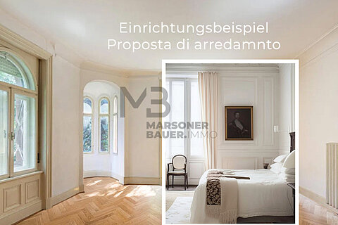 Nobile appartamento al 2&deg; piano con bovindo e terrazza esposta a sud - App. 4 Villa storica MIMOSA