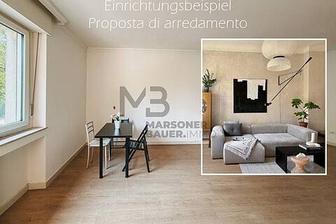 Einraumwohnung mit separater K&uuml;che, Bad, Keller und Gemeinschafstellpl&auml;tzen in Meran - Obermais